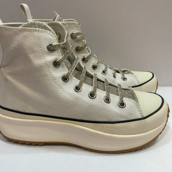 Steve Madden Womens Berker White Rhinestone Platform High Top Sneakers Size 9M - Picture 2 of 8